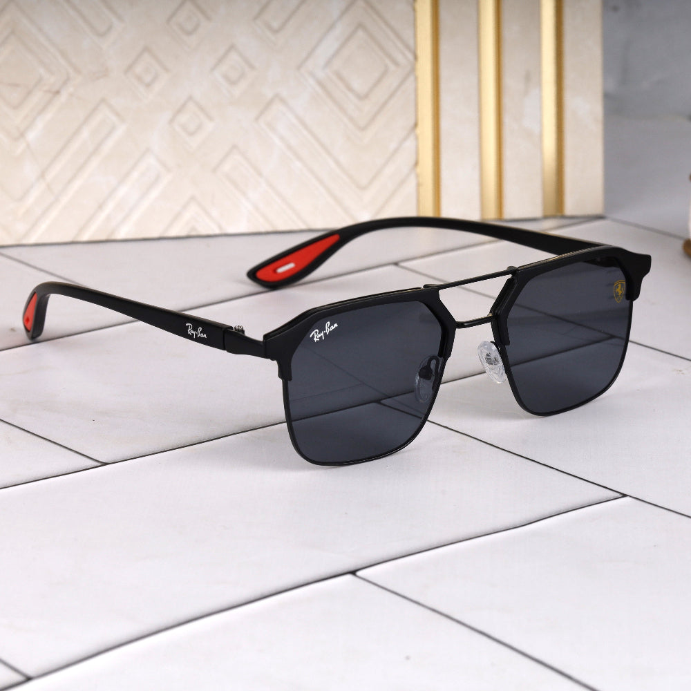 Classic Square O4 Black-Black Sunglass with black frame and UV 400 protection from JUO INDIA.